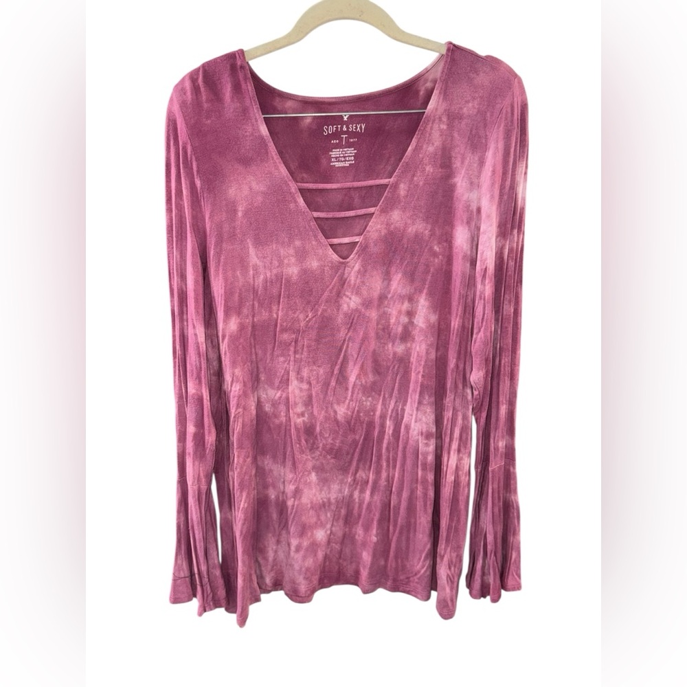 American Eagleâ Outfitters Purple Tie-Dye Long Sleeve Top